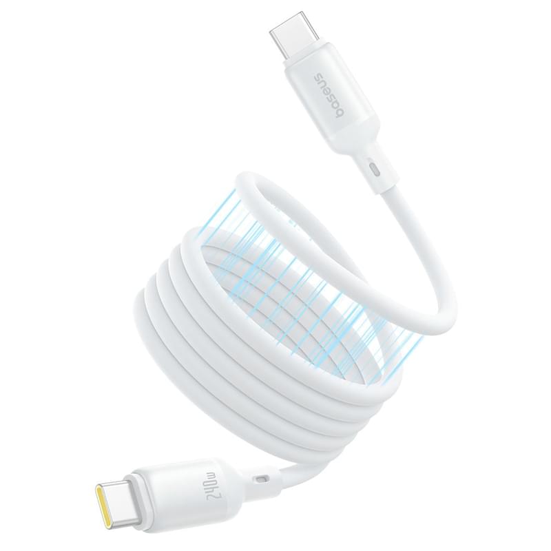 Кабель Baseus, USB-C->C PcG 240W 1m, White (BAS-P1037680021100) - фото #0, Technodom.kz