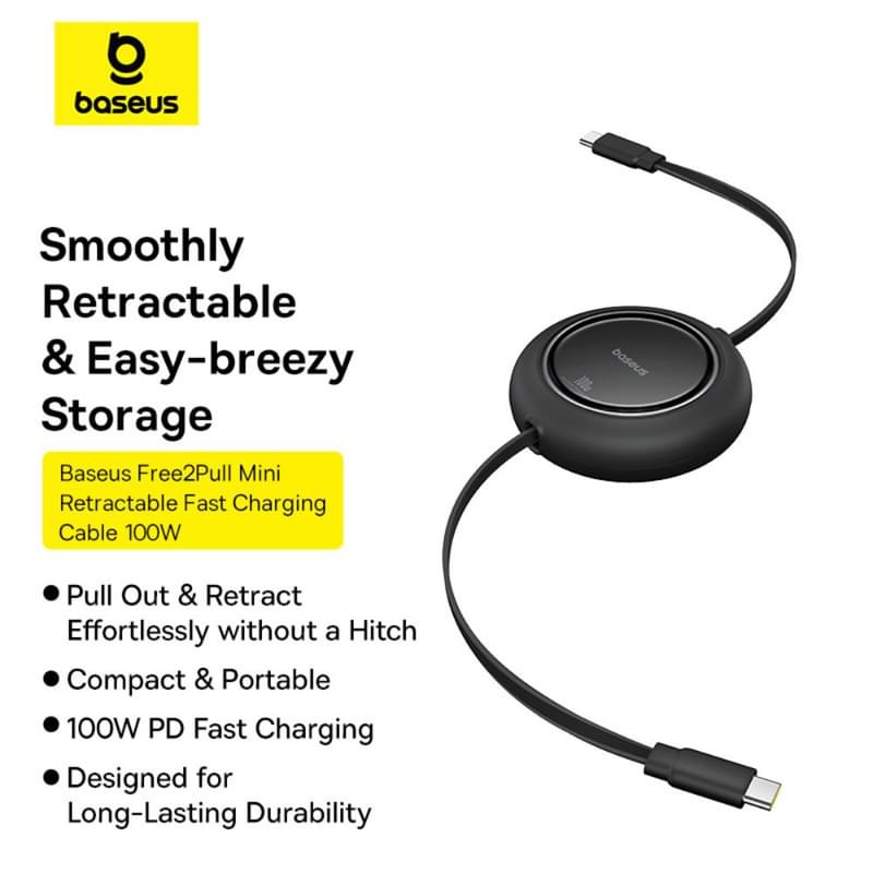 Кабель Baseus, USB-C->C F2P 100W 1.5m, Black (BAS-P1036450011300) - фото #11, Technodom.kz