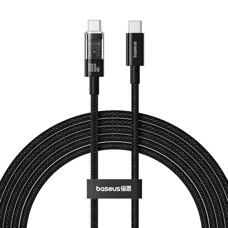 Кабель Baseus, USB-C->C GM 100W 2m, Black BAS-P1037300011101) - фото #0, Technodom.kz