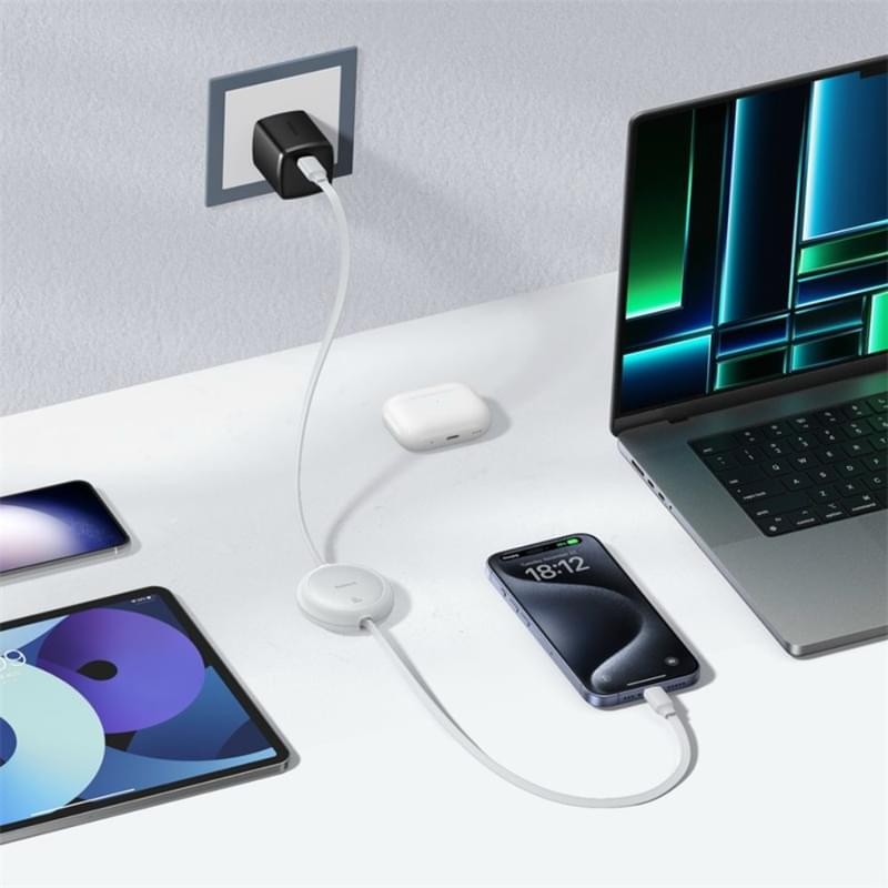 Кабель Baseus, USB-C->C F2P 60W 1m, White (BAS-P1036450021101) - фото #10, Technodom.kz
