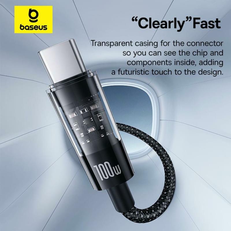 Кабель Baseus, USB-C->C GM 100W 1m, Black (BAS-P1037300011100) - фото #12, Technodom.kz