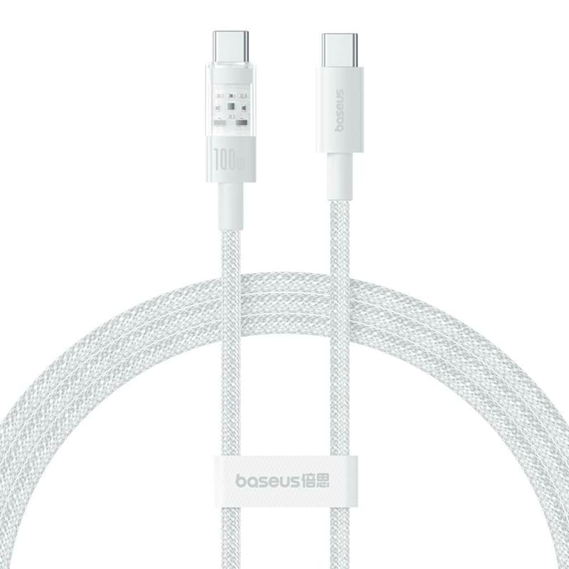 Кабель Baseus, USB-C->C GM 100W 1m, White (BAS-P1037300021100) - фото #0, Technodom.kz