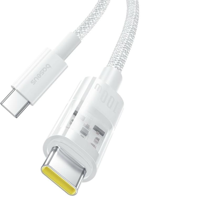 Кабель Baseus, USB-C->C GM 100W 1m, White (BAS-P1037300021100) - фото #9, Technodom.kz