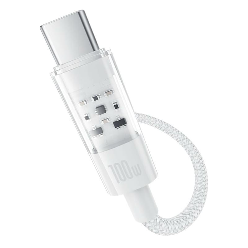 Кабель Baseus, USB-C->C GM 100W 1m, White (BAS-P1037300021100) - фото #10, Technodom.kz