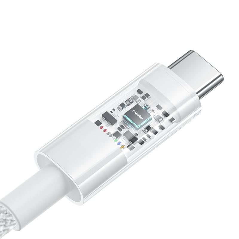 Кабель Baseus, USB-C->C GM 100W 1m, White (BAS-P1037300021100) - фото #12, Technodom.kz