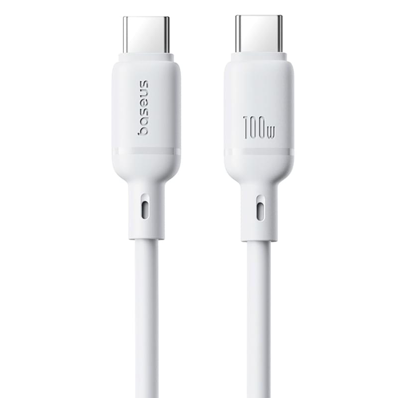 Кабель Baseus, USB-C->C SY 100W 1m, White (BAS-P1037770421300) - фото #0, Technodom.kz