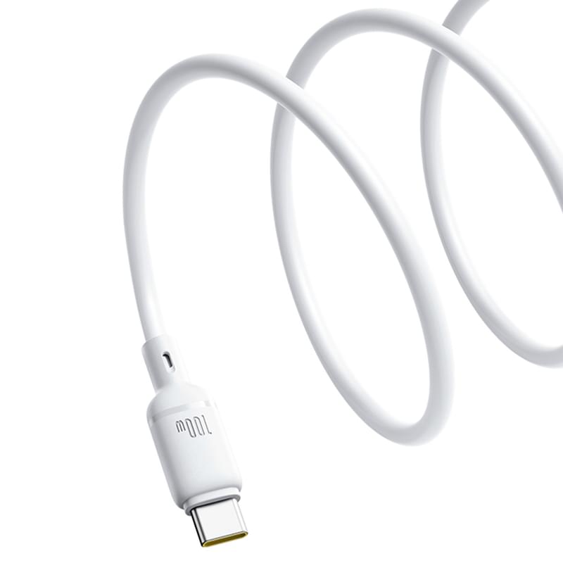 Кабель Baseus, USB-C->C SY 100W 1m, White (BAS-P1037770421300) - фото #3, Technodom.kz