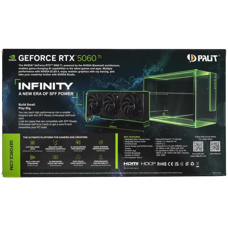 Видеокарта Palit RTX 5060 Ti INFINITY 3 OC 16GB 128bit/G7 (HDMI+3DP)[NE7506TS19T1-GB2061S] - фото #8, Technodom.kz