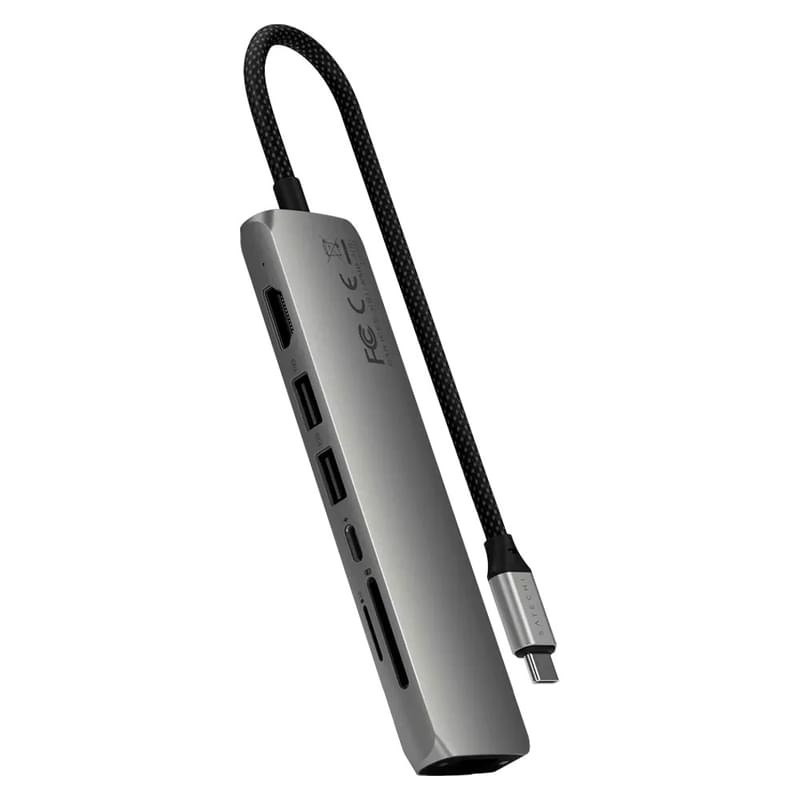 Мульти-портты адаптер Satechi Slim 7, қою сұр - фото #0, Technodom.kz