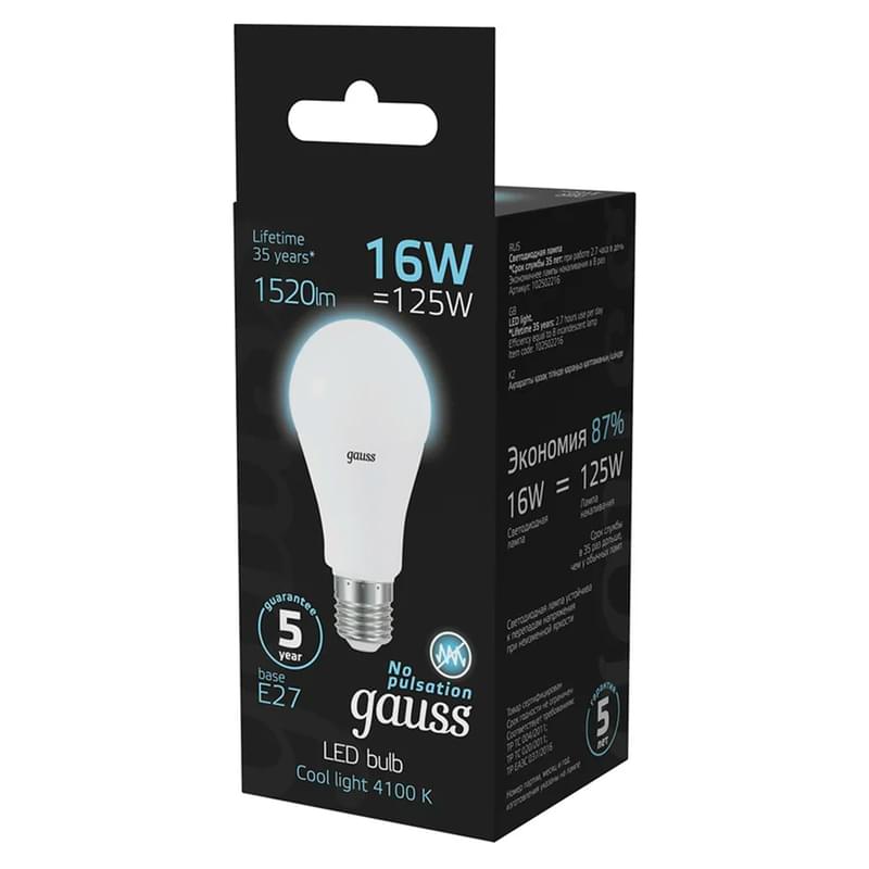 Светодиодная лампа Gauss A60 16W 1520lm 4100K E27 LED нейтральный - фото #2, Technodom.kz
