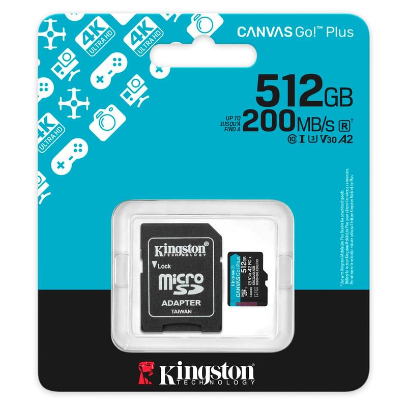 Карта памяти MicroSD Kingston Canvas Go! Plus 512GB Class 10 (SDCG4/512GB) - фото #2, Technodom.kz