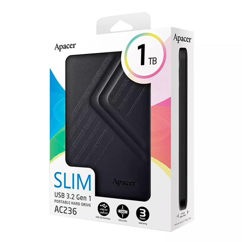 Внешний HDD 1TB 2.5" Apacer USB 3.2 Чёрный (AP1TBAC236B-1) - фото #2, Technodom.kz