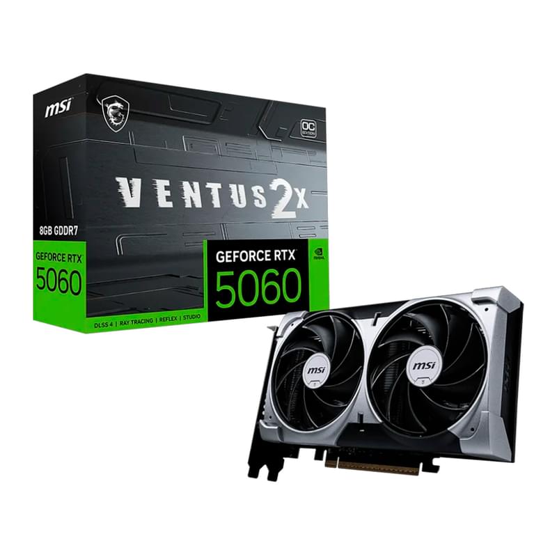 Видеокарта MSI RTX 5060 VENTUS 2X OC 16GB 128bit/G7 (HDMI+3DP)[RTX 5060 8G VENTUS 2X OC] - фото #0, Technodom.kz