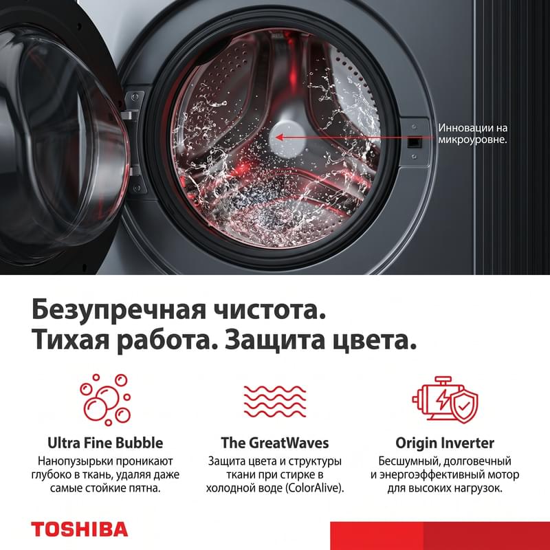 Кептіргіші бар кір жуғыш машина Toshiba TWD-T25BZU115MWUZ(MG) - фото #5, Technodom.kz