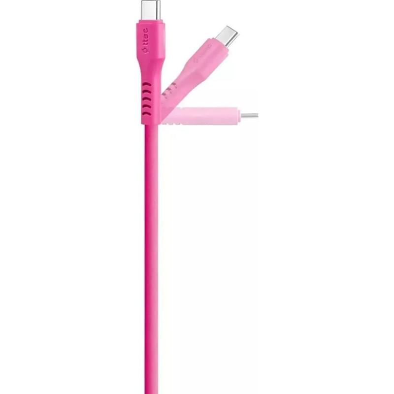 Кабель ttec USB-C - USB-C 60ВТ PD/QC Fast Charge Cable 1.2 м Pink Neon (2DK59NP) - фото #3, Technodom.kz
