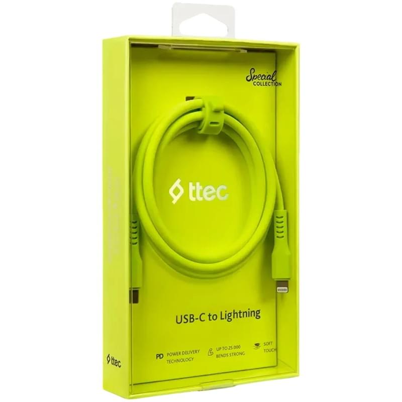 Ttec кабелі USB-C - Lighting 60ВТ PD/QC Fast Charge 1.2 м Yellow Neon (2DK60NS) - фото #2, Technodom.kz
