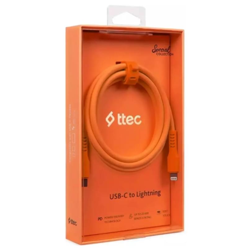 Кабель ttec USB-C -  Lighting 60ВТ PD/QC Fast Charge 1.2 м Orange Neon (2DK60NT) - фото #3, Technodom.kz