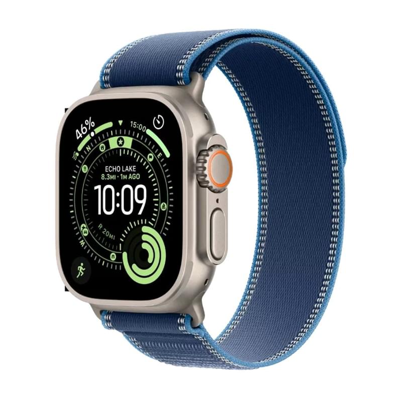 Apple Watch Ultra 3 Смарт сағаты GPS + Cellular 49mm Natural Titanium Case with Blue/Bright Blue Trail Loop - M/L (MEWU4QR/A) - фото #0, Technodom.kz