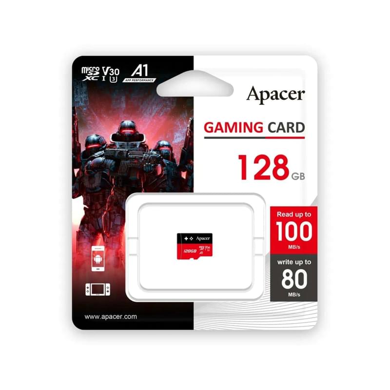 Карта памяти MicroSDXC 128GB Apacer UHS-I (U3) + SD Adapter (AP128GMCSX10U7-RAGC) - фото #0, Technodom.kz