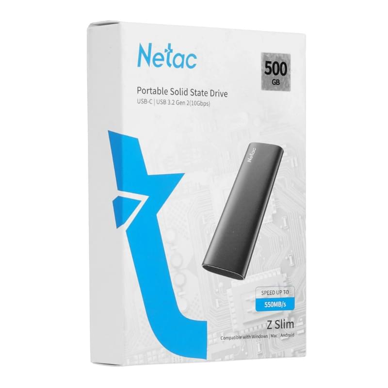 Внешний SSD 500GB Netac ZSLIM USB-C Black (NT01ZSLIM-500G-32BK) - фото #5, Technodom.kz
