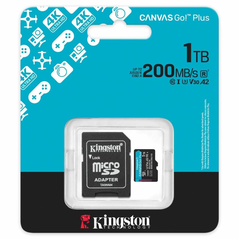 Карта памяти MicroSD 1TB Kingston Canvas Go, Class 10 + SD Adapter (SDCG4/1TB) - фото #2, Technodom.kz