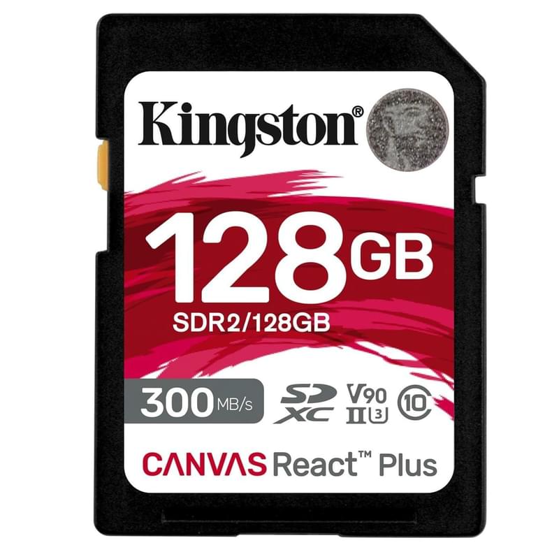 Карта памяти SD 128GB Kingston Canvas React Plus, UHS-II (SDR2/128GB) - фото #0, Technodom.kz
