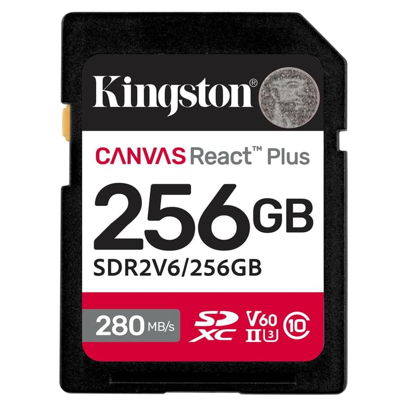 SD 256GB Kingston Canvas React Plus, UHS-II жад картасы (SDR2V6/256GB) - фото #0, Technodom.kz