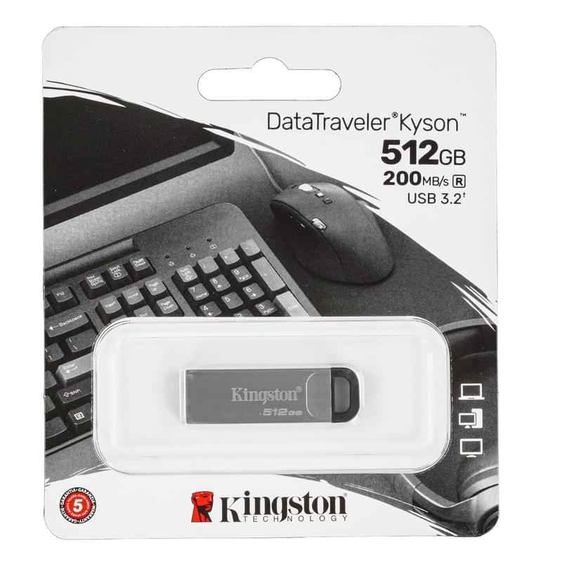 USB Флешка 512GB Kingston DataTraveler Kyson USB 3.2 Металлдық (DTKN/512GB) - фото #0, Technodom.kz