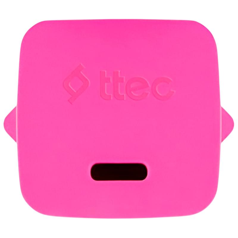 Адаптер и кабель ttec SmartCharger GAN 20W PD Travel Fast Charger + USB-C - USB-C 3A Cable 120cm,  Neon Pink - фото #2, Technodom.kz