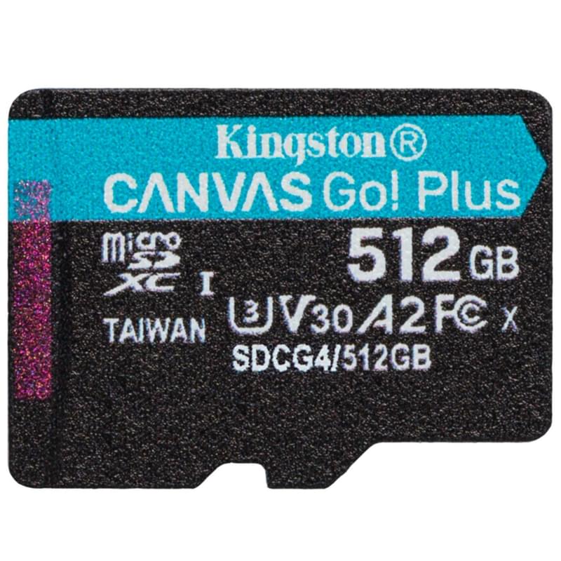Карта памяти, Kingston, SDCG4/512GBSP, MicroSDXC 512GB, Canvas Go Plus, A2, U3, V30, без адаптера SD - фото #0, Technodom.kz