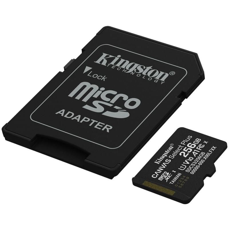 Жад картасы, Kingston, SDCS3/256GB, MicroSDXC 256GB, Canvas Select Plus, A1, U1, V10, SD адаптерімен - фото #1, Technodom.kz Жад картасы, Kingston, SDCS3/256GB, MicroSDXC 256GB, Canvas Select Plus, A1, U1, V10, SD адаптерімен - фото #1, Technodom.kz