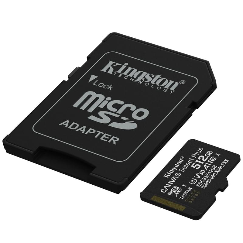 Карта памяти, Kingston, SDCS3/512GB, MicroSDXC 512GB, Canvas Select Plus, A1, U3, V30, c адаптером SD - фото #1, Technodom.kz Карта памяти, Kingston, SDCS3/512GB, MicroSDXC 512GB, Canvas Select Plus, A1, U3, V30, c адаптером SD - фото #1, Technodom.kz