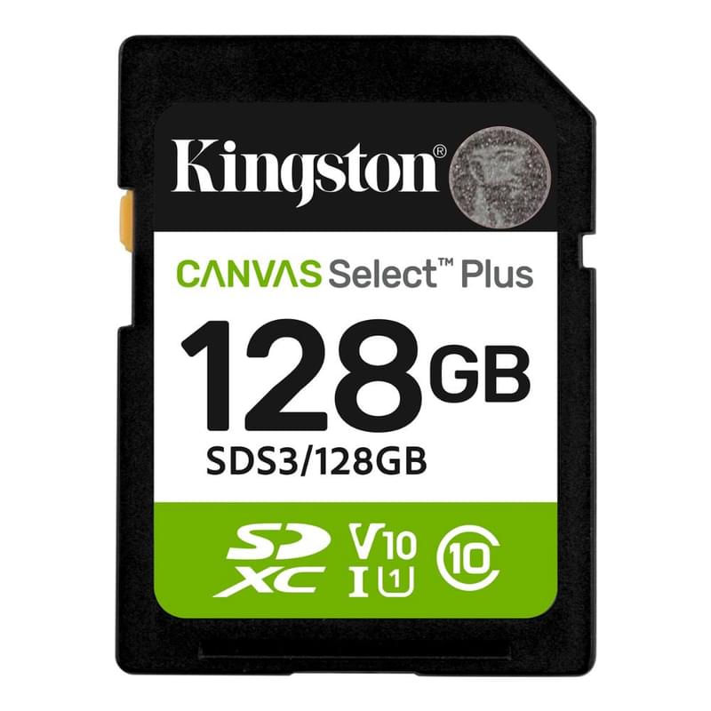 Карта памяти Kingston SDS3/128GB, SDXC 128GB, Canvas Select Plus, C10, UHS-I, U1, V10 - фото #0, Technodom.kz
