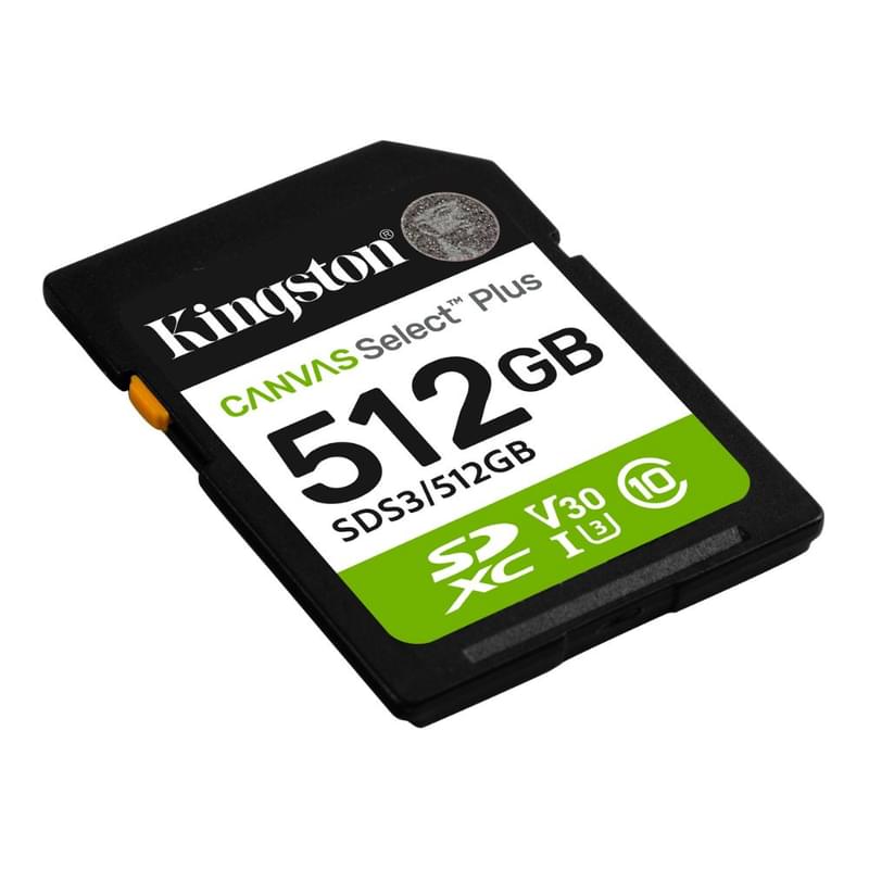 Карта памяти Kingston SDS3/512GB, SDXC 512GB, Canvas Select Plus, C10, UHS-I, U3, V30 - фото #1, Technodom.kz