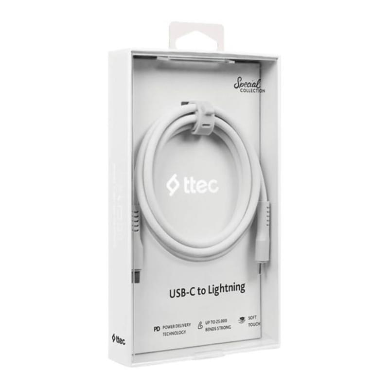Кабель ttec USB-C - USB-C 60W PD/QC Fast Charging/Data Cable, 120cm, Белый (2DK59B) - фото #2, Technodom.kz