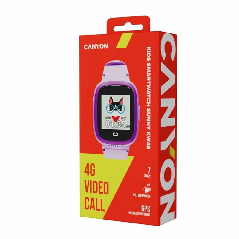 Детские смарт-часы CANYON Sunny KW-48 Video 4G GPS Games&Music Violet (CNE-KW48VL) - фото #5, Technodom.kz Детские смарт-часы CANYON Sunny KW-48 Video 4G GPS Games&Music Violet (CNE-KW48VL) - фото #5, Technodom.kz