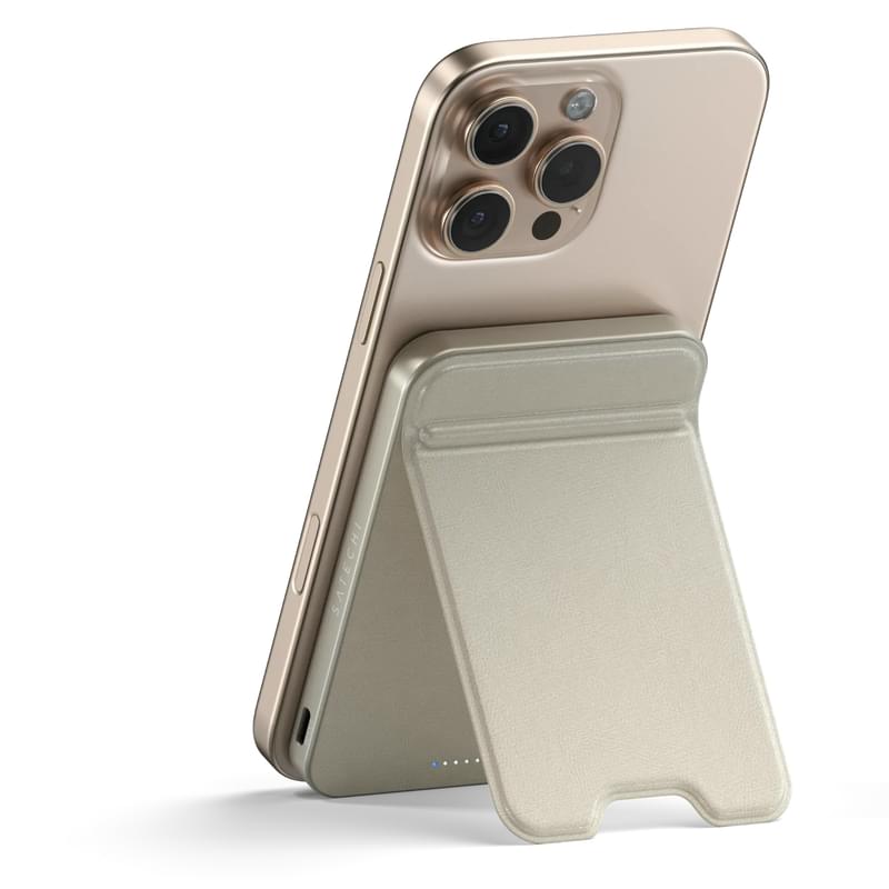 Магнитное зарядное устройство с подставкой Satechi Qi2 5000mAh, Светлый бежевый (ST-B5Q2SW) - фото #3, Technodom.kz