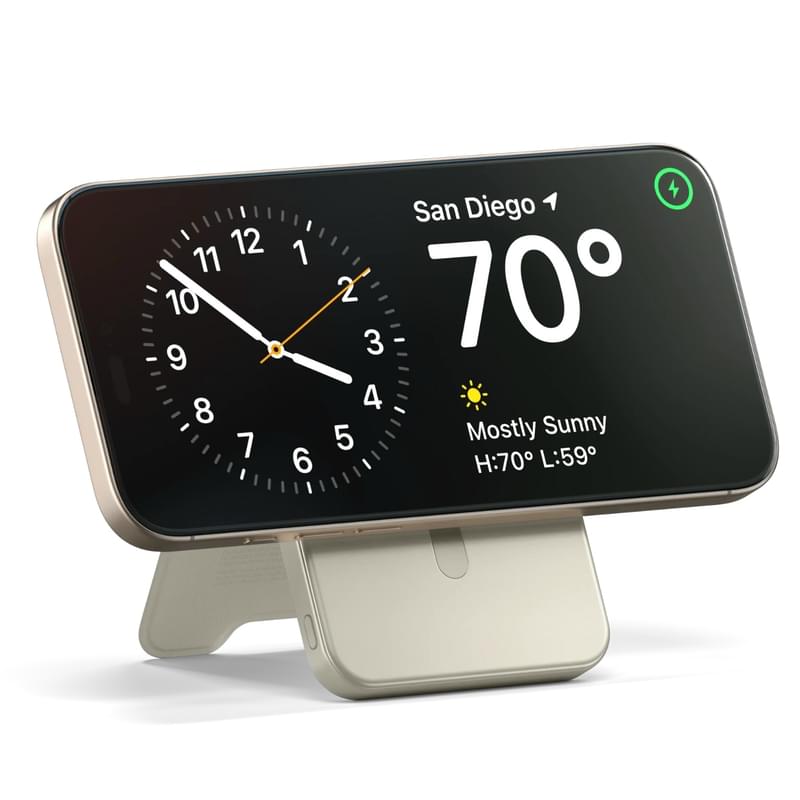 Магнитное зарядное устройство с подставкой Satechi Qi2 5000mAh, Светлый бежевый (ST-B5Q2SW) - фото #4, Technodom.kz