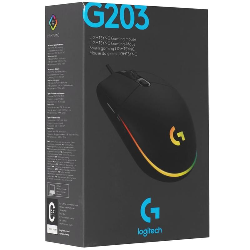Игровая мышь Logitech G203 LIGHTSYNC, черный - фото #8, Technodom.kz