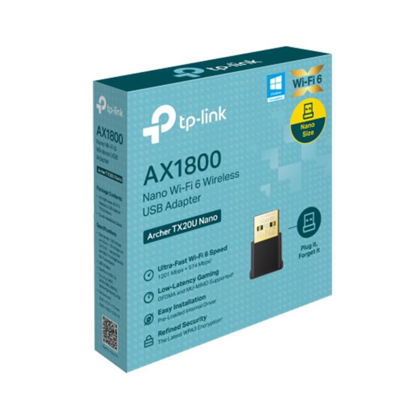 Двухдиапазонный беспроводной USB-адаптер Tp-Link AX1800 Archer TX20U Nano 1201/574 Mbps (TX20U Nano) - фото #1, Technodom.kz Двухдиапазонный беспроводной USB-адаптер Tp-Link AX1800 Archer TX20U Nano 1201/574 Mbps (TX20U Nano) - фото #1, Technodom.kz