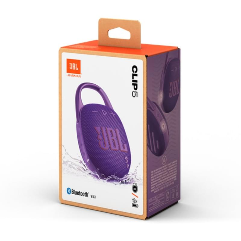 Портативті бағана Bluetooth JBL Clip 5, Purple (JBLCLIP5PUR) - фото #1, Technodom.kz
