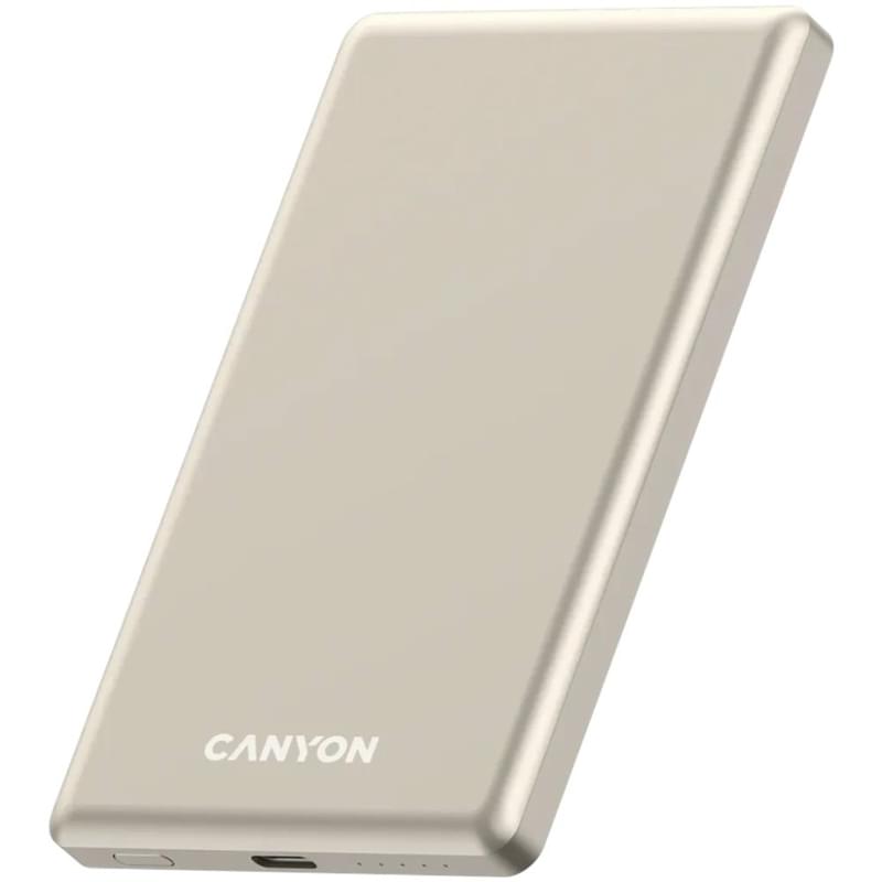 Внешний аккумулятор Canyon Power bank slim Magsafe 5000 mAh (CNS-CPB505BE), Beige - фото #2, Technodom.kz