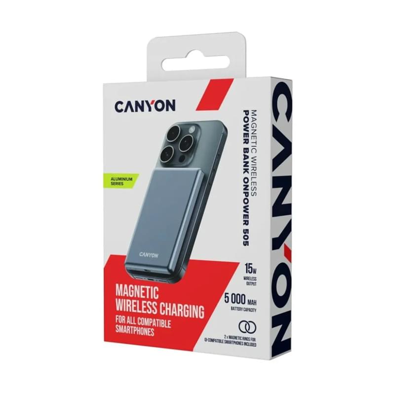 Внешний аккумулятор Canyon Power bank slim Magsafe 5000 mAh (CNS-CPB505DG), Grey - фото #6, Technodom.kz Внешний аккумулятор Canyon Power bank slim Magsafe 5000 mAh (CNS-CPB505DG), Grey - фото #6, Technodom.kz