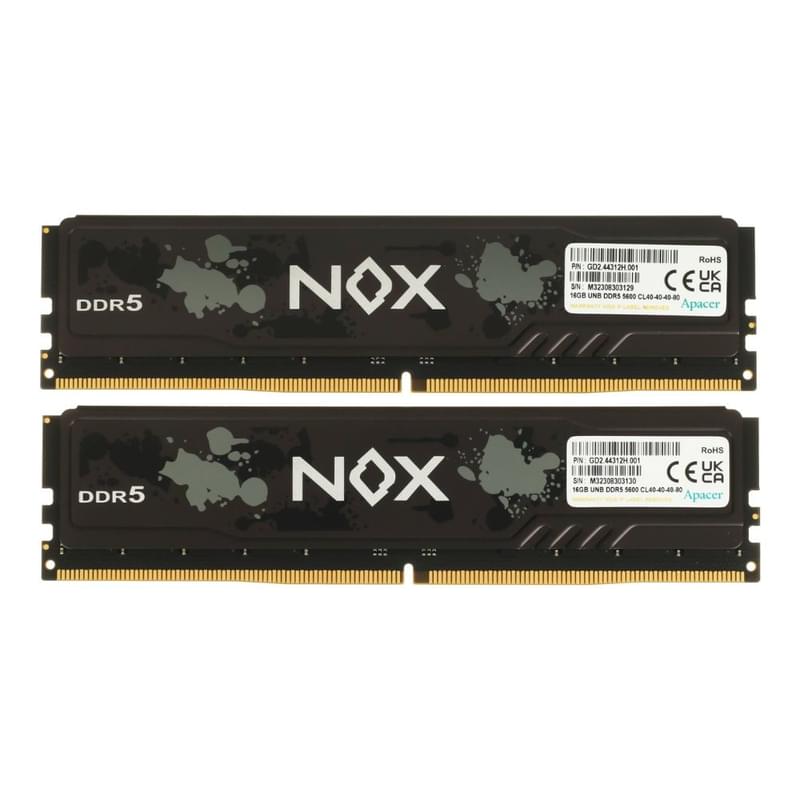 Оперативная память DDR5 DIMM 32GB(16GBx2)/5600Mhz Apacer NOX Black [AH5U32G56C522MBAA-2] - фото #1, Technodom.kz