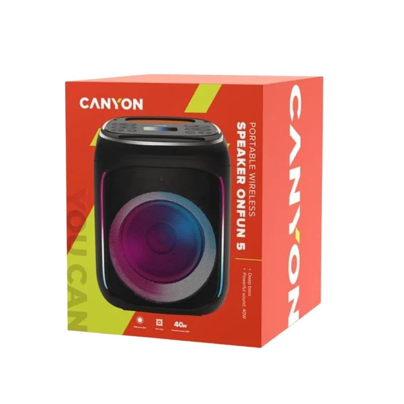 Портативная акустическая система CANYON OnFun 5 Partybox, черный - фото #4, Technodom.kz