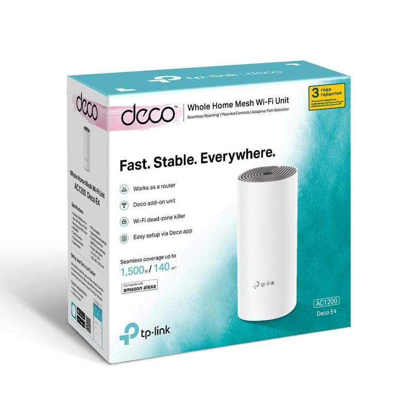 Домашняя Mesh Wi-Fi система, TP-Link Deco E4 , 2 порта, 1167 Mbps (Deco E4 (1-pack)) - фото #2, Technodom.kz