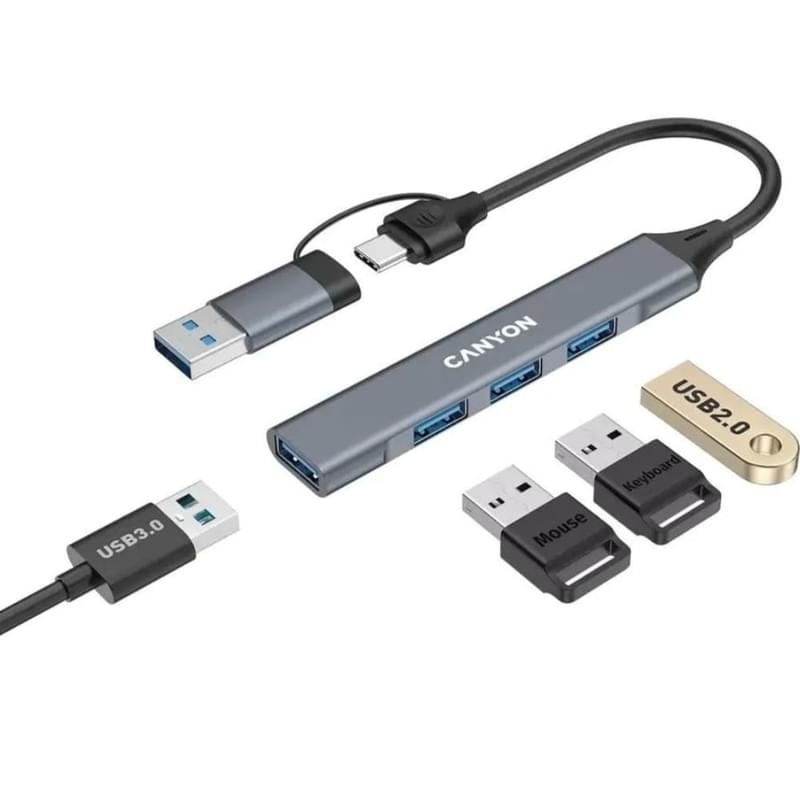 Мультипортовый адаптер CANYON 4in1, Grey (CNS-TDS02G) - фото #4, Technodom.kz Мультипортовый адаптер CANYON 4in1, Grey (CNS-TDS02G) - фото #4, Technodom.kz