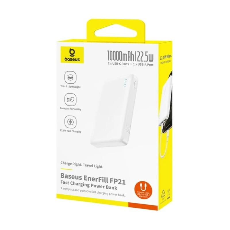 Портативный внешний аккумулятор Baseus, EnerFill FP21 (P1008210D213-00), 10000mAh, 22.5W, Белый - фото #2, Technodom.kz