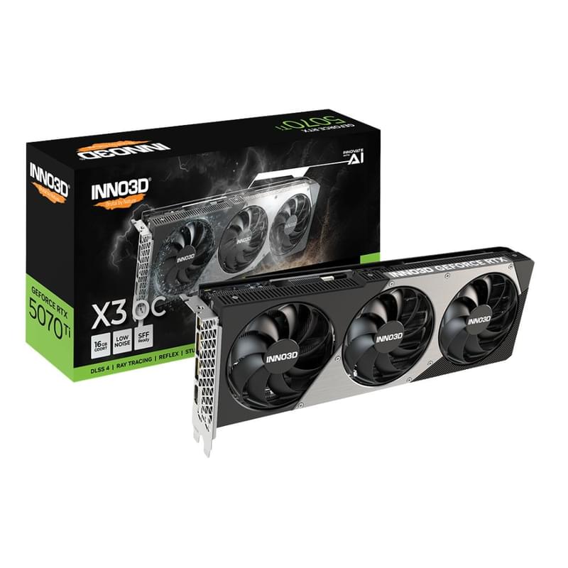 Видеокарта INNO3D RTX 5070 Ti X3 OC 16GB 256bit/G7 (HDMI+3DP)[N507T3-16D7X-176068N] - фото #0, Technodom.kz