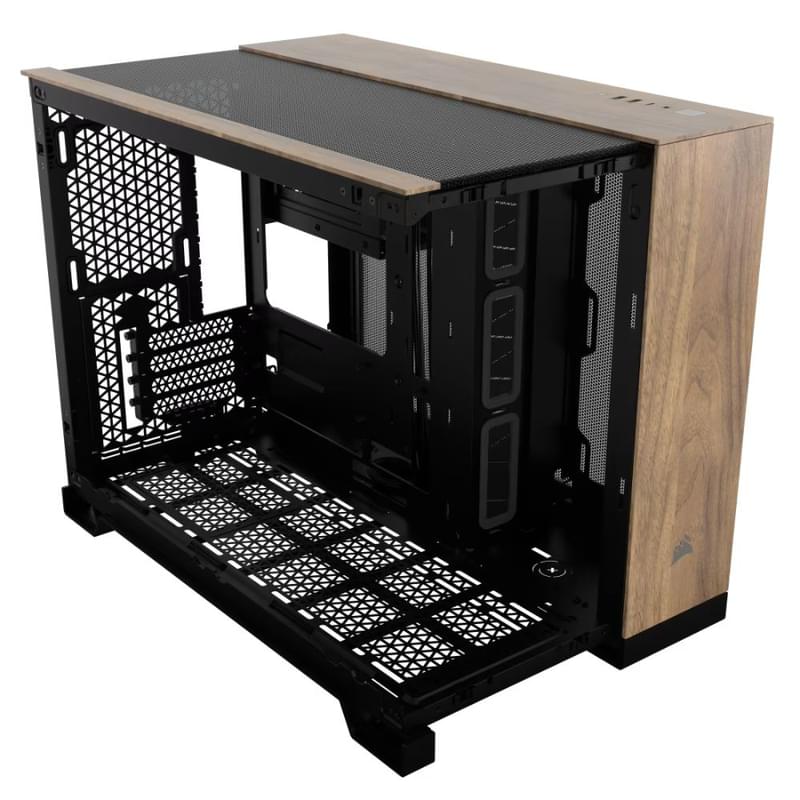 Кейс Corsair 2500X Dual Chamber Black/Walnut Wood MidTower, window, mATX [CC-9011286-WW] - фото #1, Technodom.kz